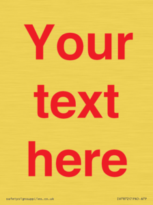 Custom blank information sign. Red text, plain background